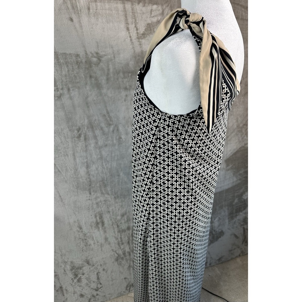 Abercrombie & Fitch Womens XS One Shoulder Tie Scarf Maxi Dress Black Beige - Picture 11 of 15